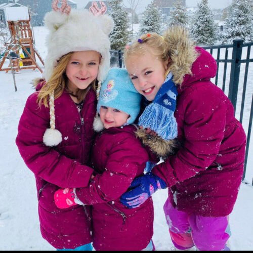 My girls were always happy when it snowed. Sledding + snowmen + snow angels = pure joy.
